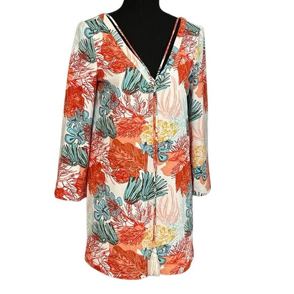Persifor Women’s L/S Brie Dress with Dandelion Coral Reef Print - Picture 4 of 12
